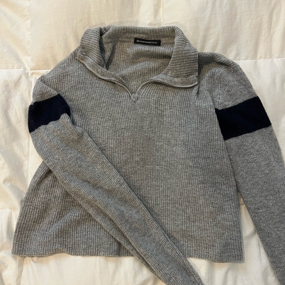 Brandy Melville Gray and Navy Quarter Zip - Picture 2 of 2